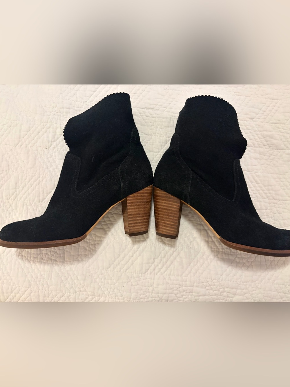 Uggs Women’s Black Suede Ankle Boots with Stacked Heel